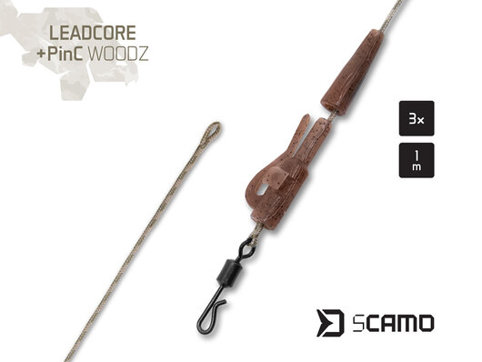 Bas de ligne delphin scamo leadcore + pinc woodz / 3 pcs - 101006633_1