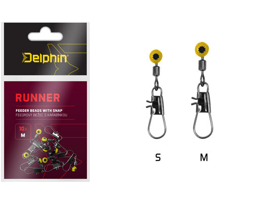 Feedrový bežec s karabínkou Delphin RUNNER / 10ks