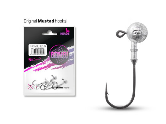 Jigová hlava s golierikom Delphin BOMB / 5ks | 5g-1/0