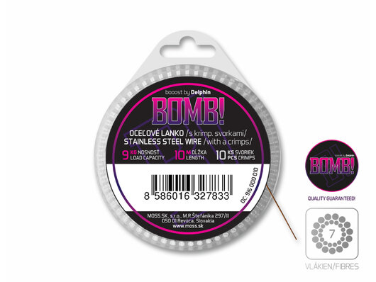 Oceľové lanko BOMB! s krimp. svorkami / 7 vlákien | 10m/9kg