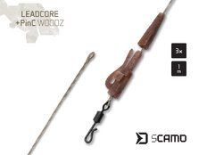 Bajo de línea Delphin sCamo Leadcore + PinC WOODZ / 3 unidades | 1m