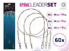 Juego de cables de acero BOMB! Con mosquetón y figura / 49 hilos  | 60pcs/30,35,40cm/9,11,14kg